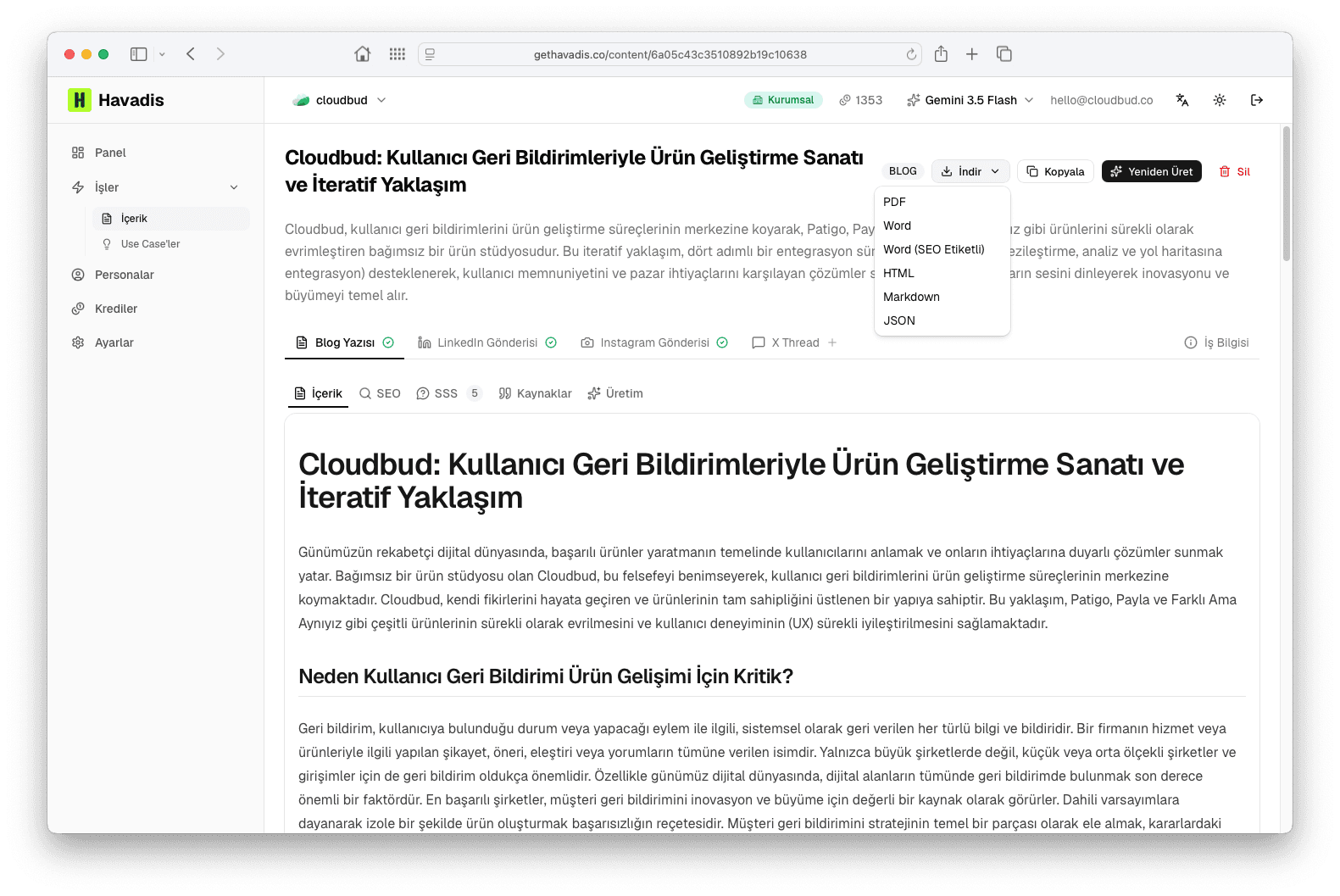 Havadis'te üretilmiş örnek blog yazısı